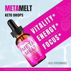 IDEAL PERFORMANCE Meta Melt Drops label clearly lists ingredients and usage.