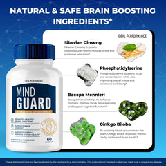 IDEAL PERFORMANCE Mind Guard dosage-packaging communication highlights simple daily routine.