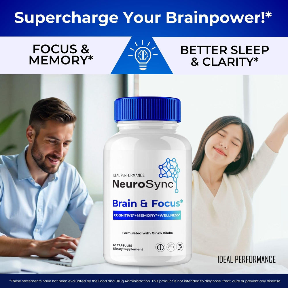 IDEAL PERFORMANCE Neuro Sync closeup pill with label text suggests trust.