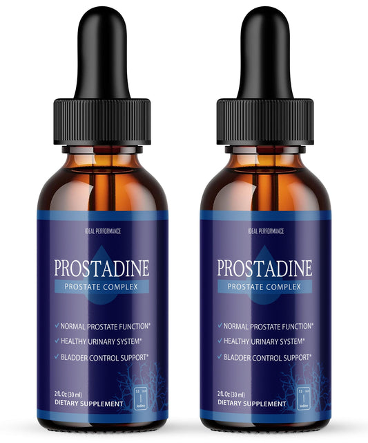IDEAL PERFORMANCE Prostadine 2-pack bottle on countertop, potential daily prostate support option.