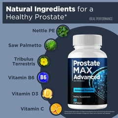 Open Prostate Max bottle with pills ready for daily dosing.
