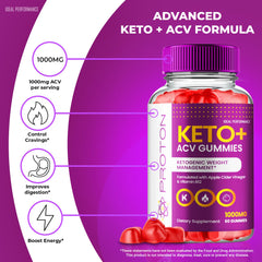 IDEAL PERFORMANCE Proton ACV Gummies ingredients graphic emphasizes natural formula.