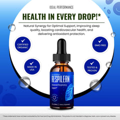 IDEAL PERFORMANCE Respilean blood formula drops bottle emphasizing targeted support visuals.