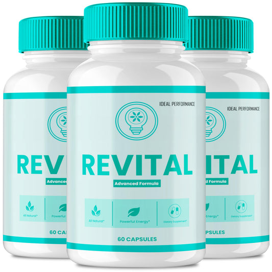 IDEAL PERFORMANCE Revital Capsules bottle front showing premium vitality formula.