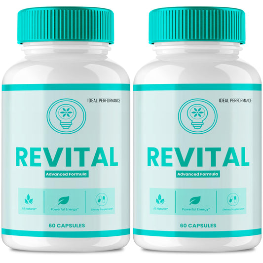 IDEAL PERFORMANCE Revital Capsules bottle shows premium daily vitality support