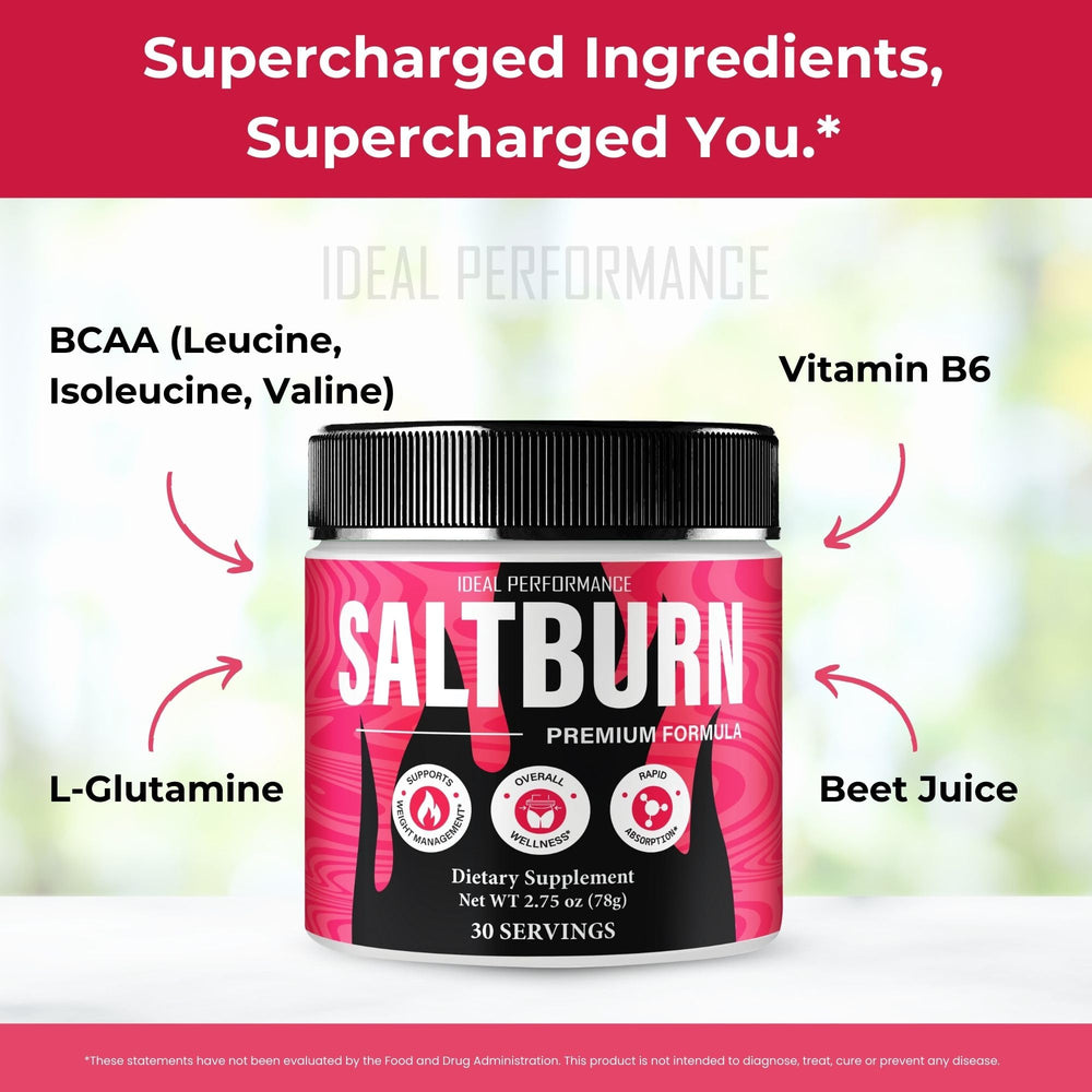 IDEAL PERFORMANCE SaltBurn Powder in a daily ritual suggests approachable wellness support.