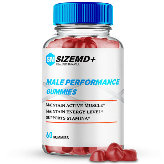 SizeMD+ Gummies bottle pouring for easy daily wellness support.