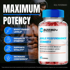 SizeMD+ Gummies label detail emphasizing advanced formula.