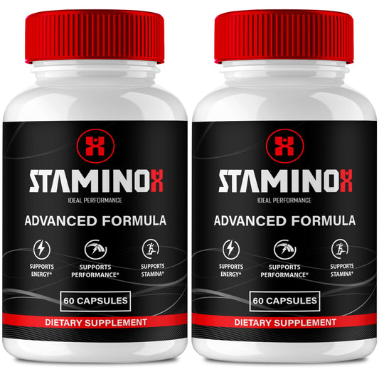 IDEAL PERFORMANCE Staminox capsules bottle shows daily energy support in action.
