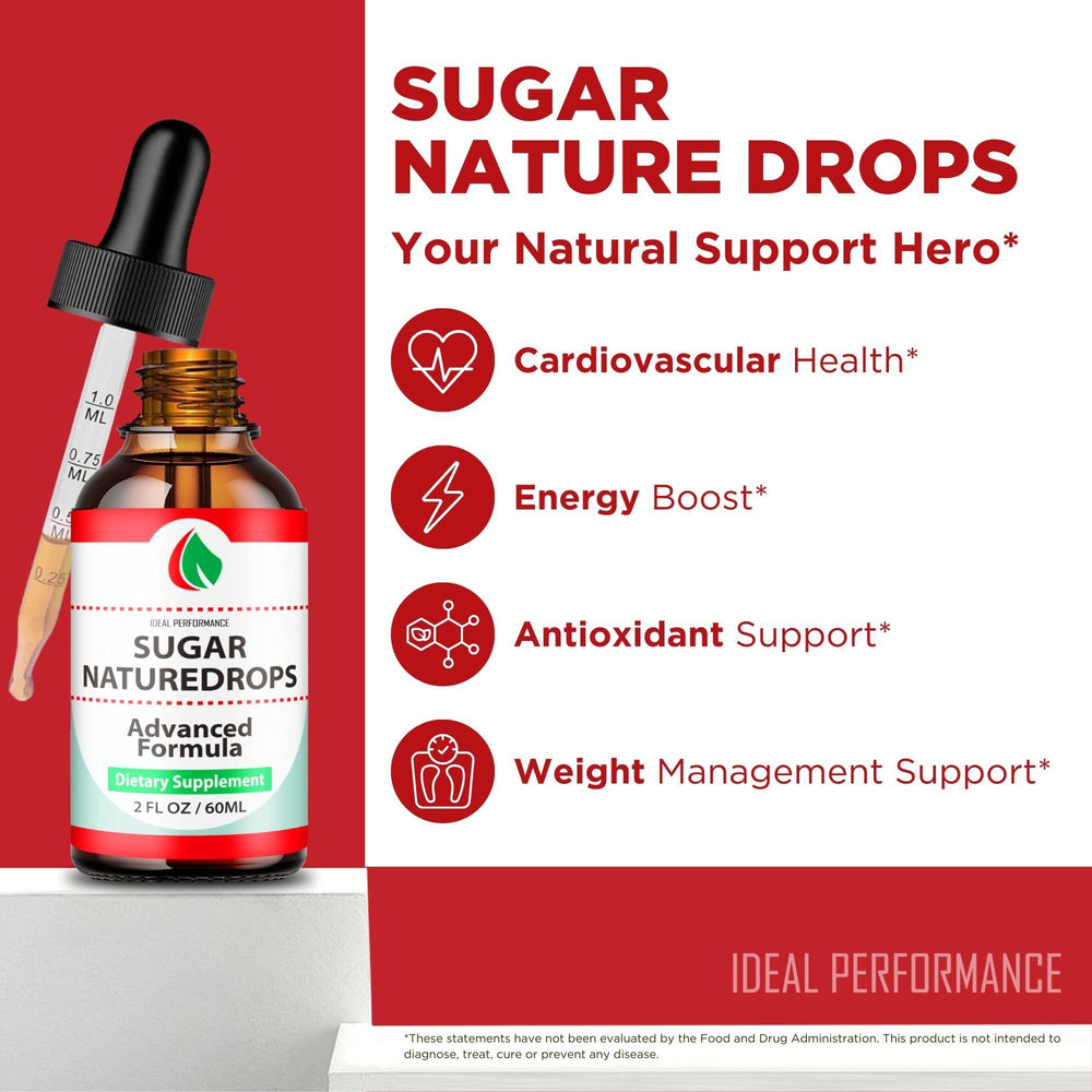 IDEAL PERFORMANCE Sugar Nature Drops ingredients panel lists premium vitamins
