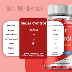 Label view of IDEAL PERFORMANCE SugarControl Gummies for informed purchase.