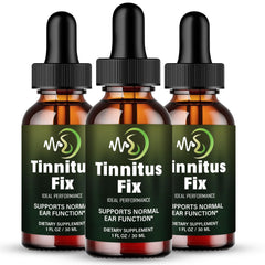 IDEAL PERFORMANCE Tinnitus Fix Drops bottle on counter for everyday ear health support