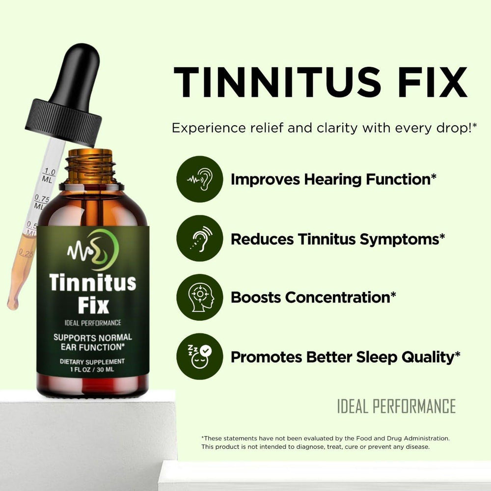 IDEAL PERFORMANCE Tinnitus Fix Drops therapy scene suggesting routine use