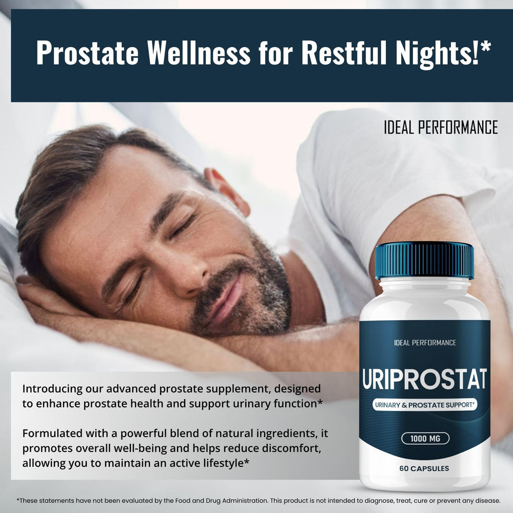 IDEAL PERFORMANCE Uriprostat bottle on workspace for daily use