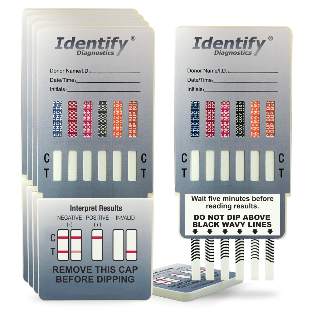 Identify Diagnostics 12-panel drug test card showing quick results for home use