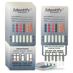 Identify Diagnostics 12-panel drug test card showing quick results for home use