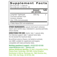 Igennus Longvida packaging with non-GMO and vegan credentials.