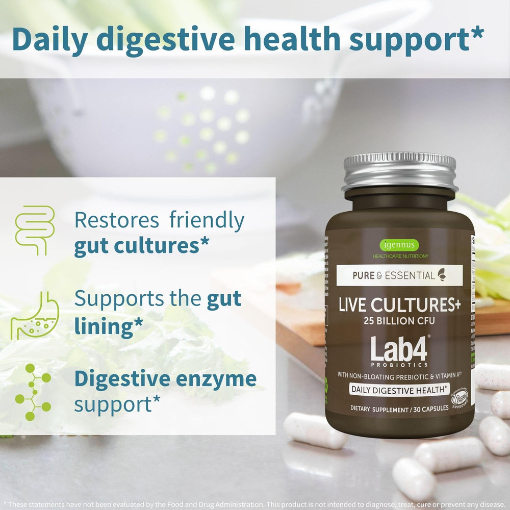 Igennus Probiotics capsules close-up for easy daily use