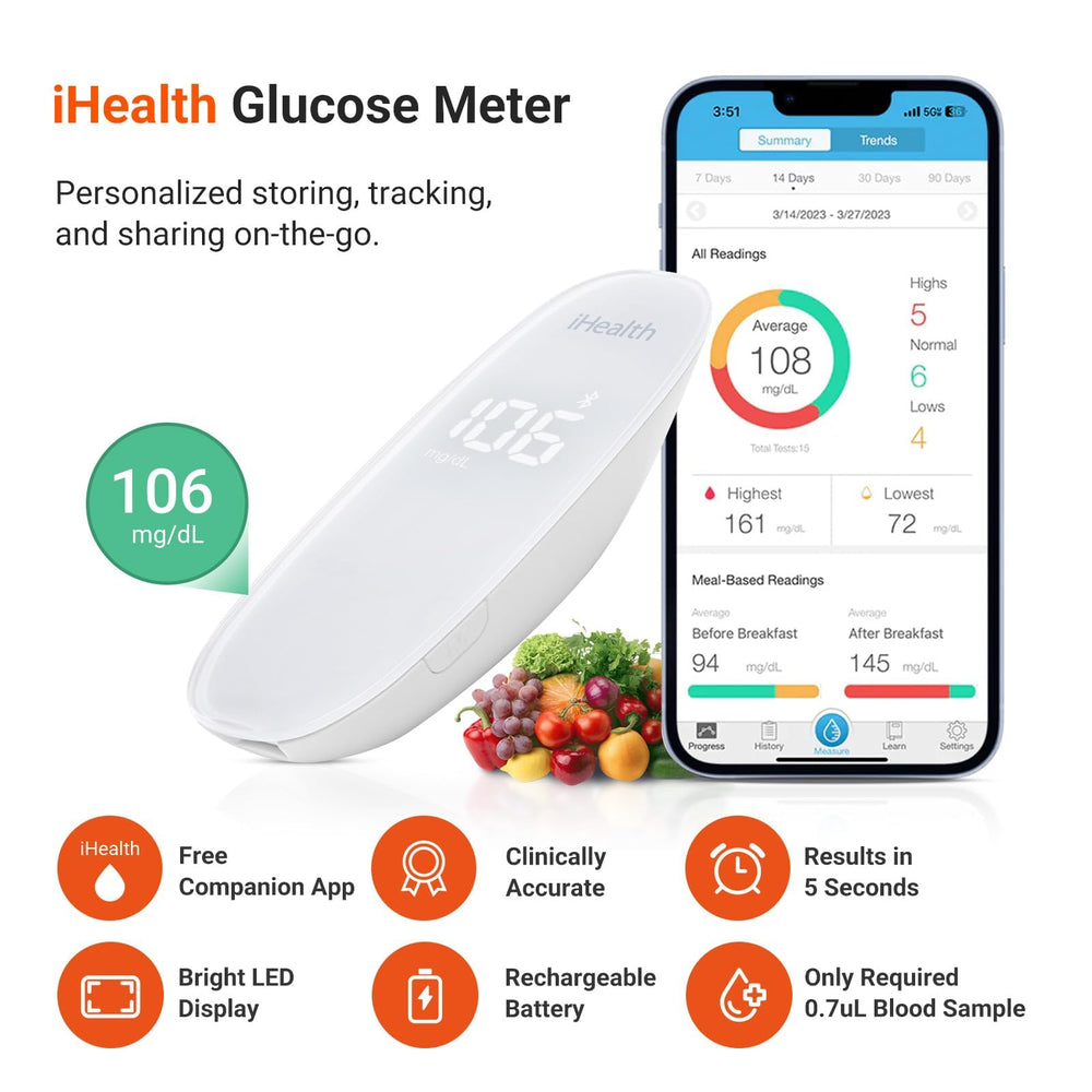 iHealth Gluco+ lancet device handle close-up for quick, gentle testing