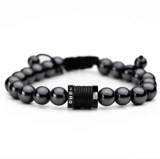 iHeartDogs Hero Company magnetic hematite beads bracelet front view for everyday wear and focus support