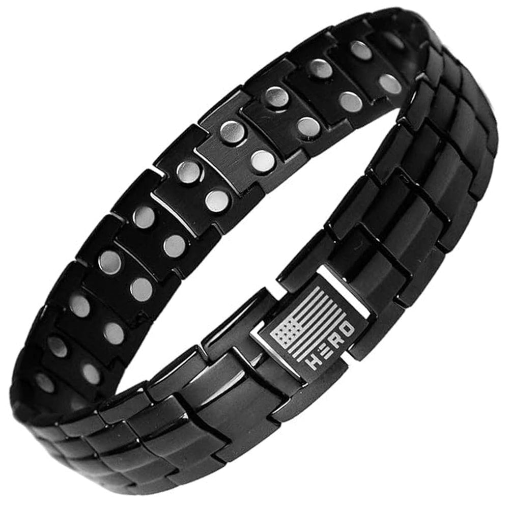 iHeartDogs Sherman Tank Bracelet close-up highlights titanium links for durable wear