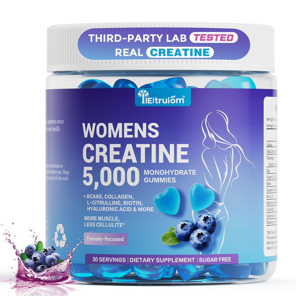 IIEltruiom Creatine Gummies blueberry heart chews for on-the-go energy and recovery