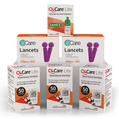 ijCare Oh’Care Lite monitor front view for quick home glucose checks
