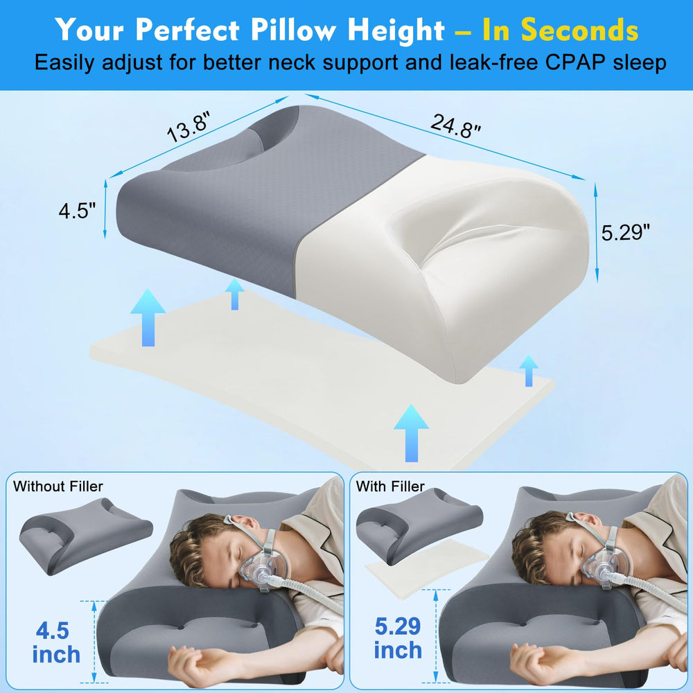 IKSTAR CPAP pillow features ergonomic neck cradle and side wings for alignment.