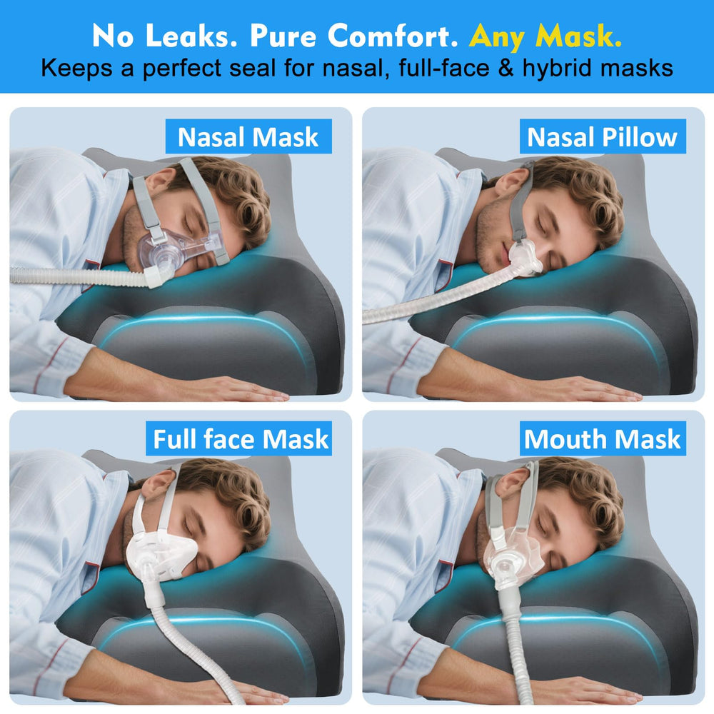 IKSTAR CPAP pillow with large cutouts supports nasal and full-face masks.