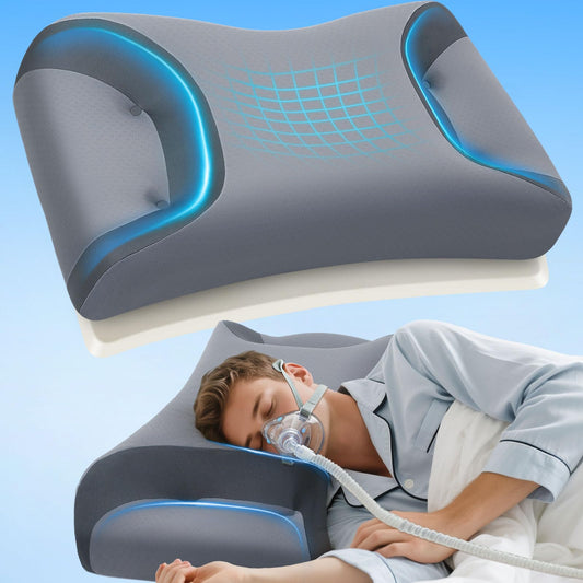 IKSTAR CPAP pillow side view highlights ample cutouts for mask comfort and reduced pressure.