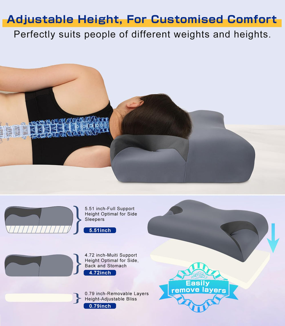 IKSTAR memory foam ergonomic support for neck and shoulder alignment.