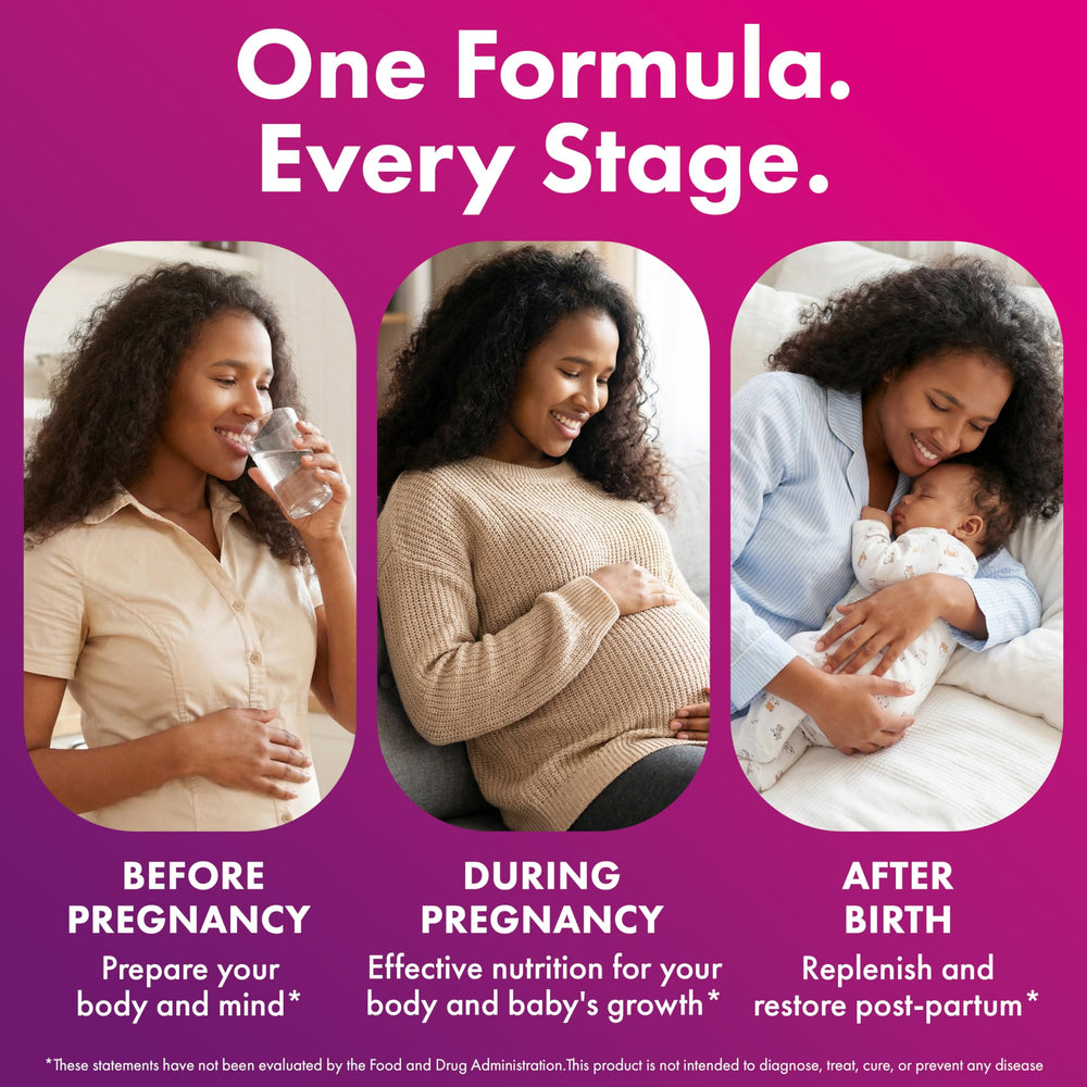 Nutrition facts label on ILIVA prenatal bottle highlighting key vitamins.