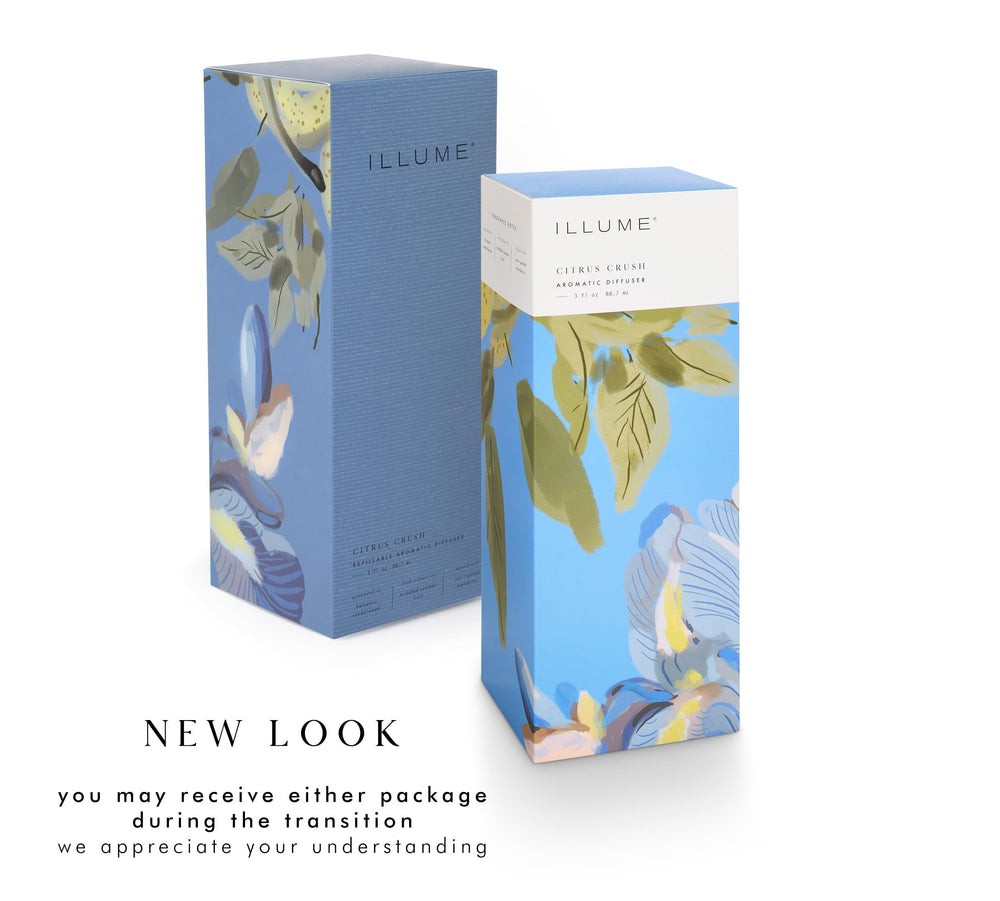 Illume Citrus Crush diffuser bottle close-up highlighting design and aroma