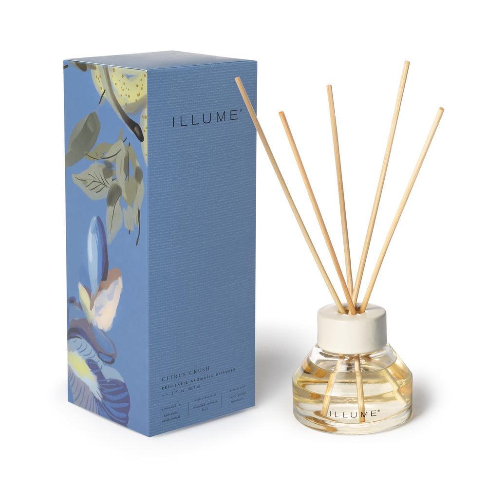 Illume Citrus Crush diffuser front view for a refreshing aroma in living rooms