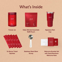 IM8 daily mix in acai-berry flavor for a smooth drink.