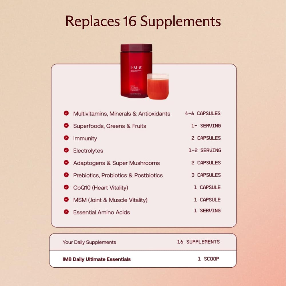 IM8 vegan and gluten-free formula supports dietary needs.