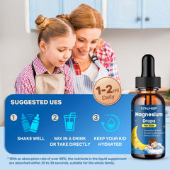 CNCHEF 2PCS Magnesium Drops for Kids – Strawberry Flavor, Glycinate + Multivitamins