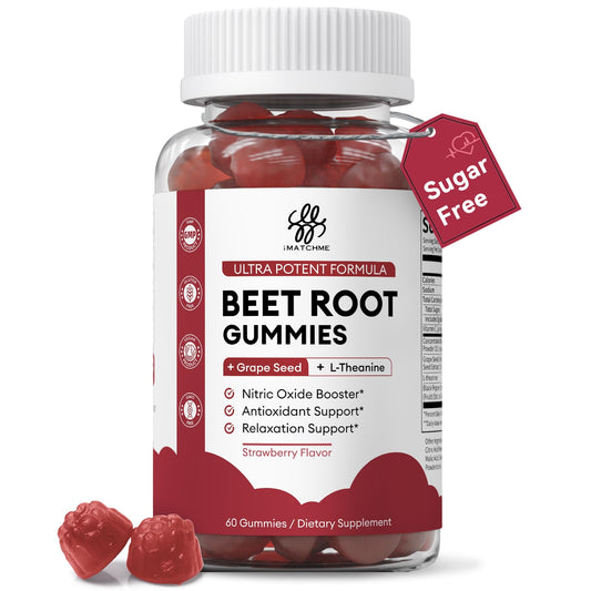 iMATCHME Beet Root Gummies 2-pack bottle with strawberry flavor for daily balance