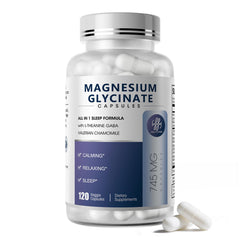 iMATCHME magnesium glycinate bottle cap shows easy-to-take capsules for daily calm
