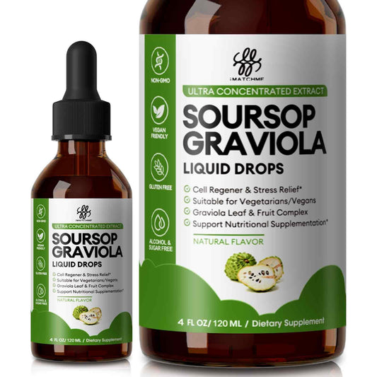 iMATCHME Soursop Graviola Liquid Drops bottle for daily immune support.