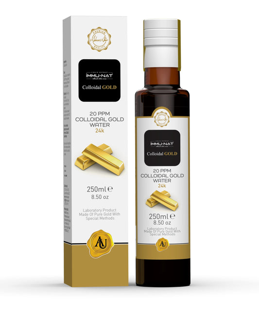 Immu-nat Colloidal Gold Water bottle with 24K nanoparticles for quick absorption and focus