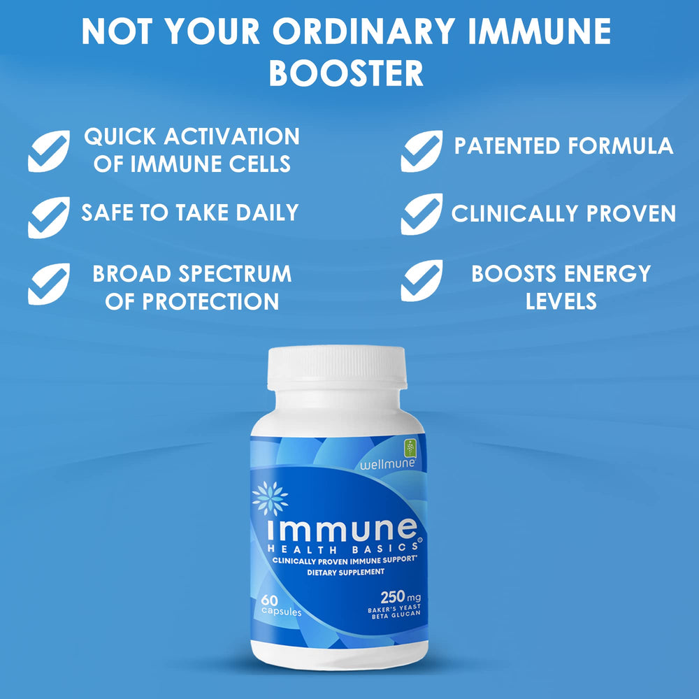 Immune Health Basics packaging box highlights gluten-free and non-GMO qualities