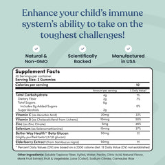 Immune Ready gummies nutrition facts label highlights sugar-free formula.