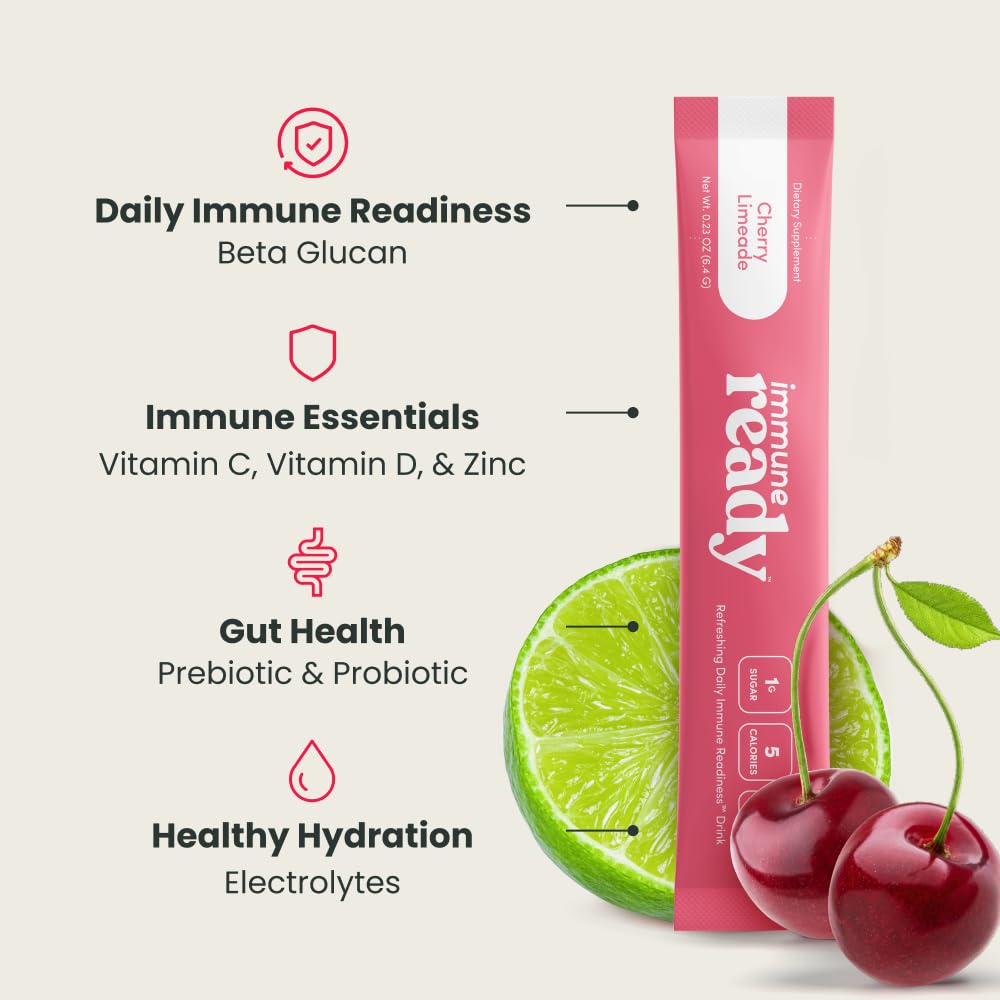 Scoop beside Immune Ready packets for easy daily dose