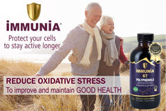 Immunia 67 Polyphenols black currant bottle signals natural antioxidant boost.