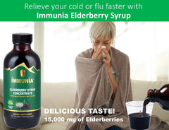 Immunia elderberry syrup elderberries close-up shows vibrant fruit.