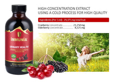 Close-up of cranberry and elderberry ingredients in Immunia concentrate