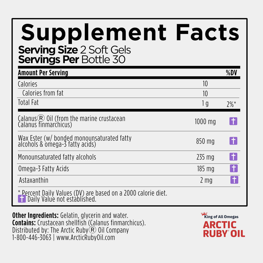 Immunocorp Arctic Ruby Oil astaxanthin 2mg label highlighting antioxidant support.