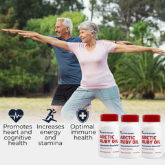 Immunocorp Arctic Ruby Oil Calanus finmarchicus source label emphasizing natural omega-3 origin.