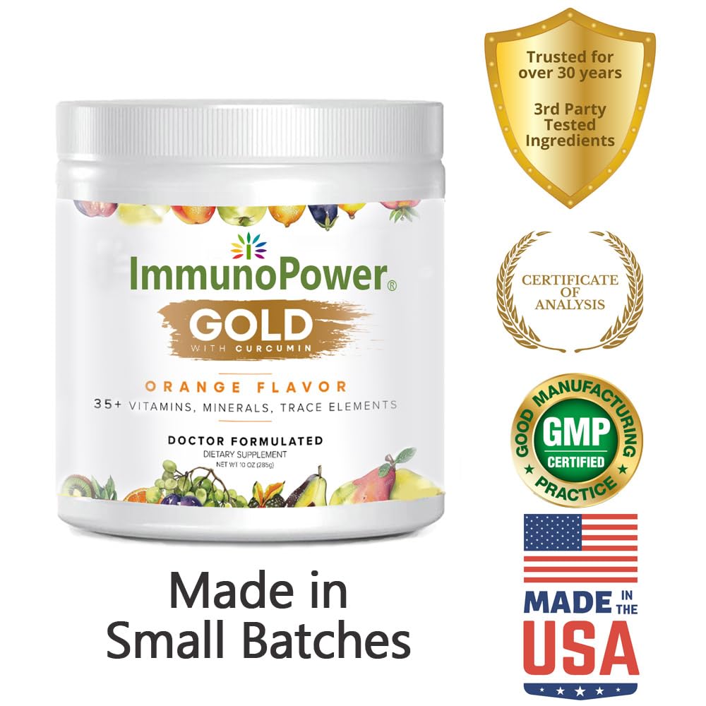 ImmunoPower Gold being mixed with water for easy consumption